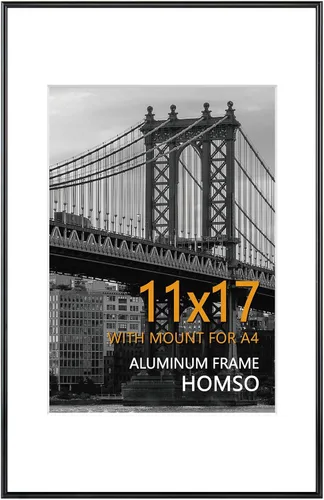 Vista 16 de Homso Marco de póster A1 en color negro, tablero fino de metal A1 con plexiglás acrílico para fotos A2 con paspartú o 23.4 x 33.1 pulgadas sin