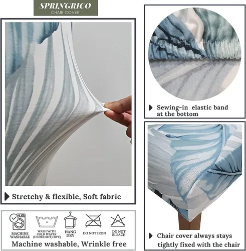 Vista 5 de SPRINGRICO Juego de 4 fundas para sillas de comedor, fundas elásticas para sillas de comedor, de elastano lavables, fundas para sillas Parsons