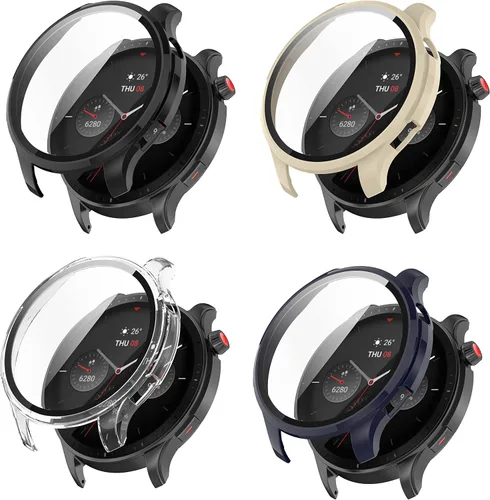 Vista 16 de Fundas protectoras de pantalla compatibles con Amazfit GTR 4 Pro/GTR 4 a prueba de golpes, protector delgado, protector delgado con diseño de Negro