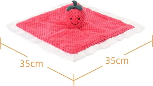 Vista 9 de Apricot Lamb Manta de seguridad de frutas rellenas de fresa, manta de personaje para guardería, manta de lujo para acurrucarse de felpa para bebé
