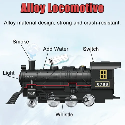 Vista 2 de Juego de tren de aleación eléctrica para niños de 4 a 8 años, juegos de trenes de Navidad de metal a control remoto para alrededor del árbol, kits