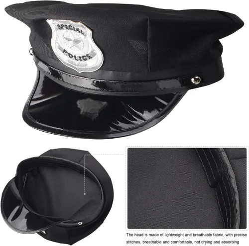 Vista 2 de Beelittle - Kit de policía, gorro de policía con esposas, walkie talkies, esposas, placa y lentes