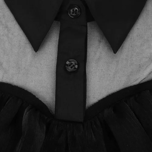 Vista 4 de MYYBX Wednesday Addams - Vestido de baile de cuervo negro para mujer y niña, vestido gótico de encaje de tul para fiesta de Halloween