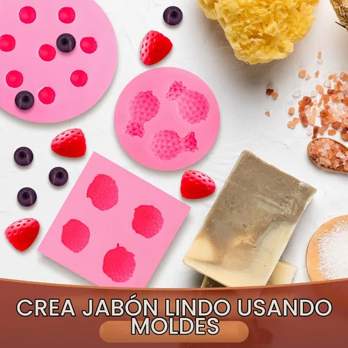 Vista 6 de 5 moldes de frutas de silicona, mini 1 pulgada con 5 formas de frutas 3D