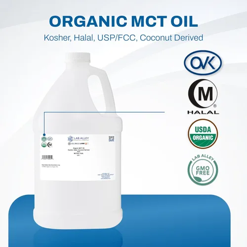 Vista 2 de Lab Alley Aceite MCT, coco orgánico USDA, certificado Kosher, Halal, sin OMG, 1 galón