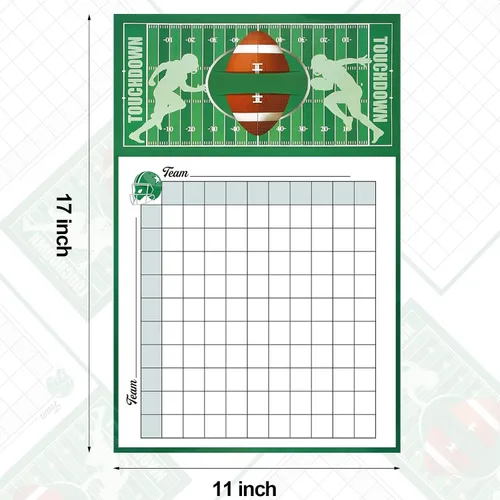 Vista 3 de Zonon 5 pósteres cuadrados de hoja de juego de fútbol, cuadrados de 100 cuadrículas, pósteres de récord de puntuación de fútbol, fiestas de fútbol