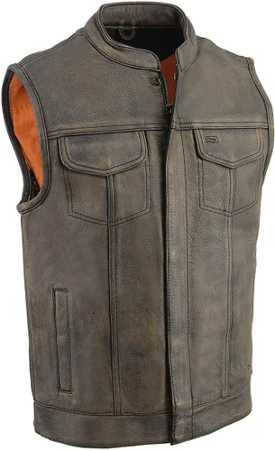 Vista 16 de Milwaukee Leather Men's Club Style Motorcycle Vest -Premium Leather, Dual Closure, CCW Pockets, Patch-Ready Back