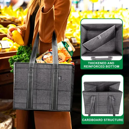 Vista 2 de VENO Paquete de 7 bolsas de compras reutilizables resistentes
