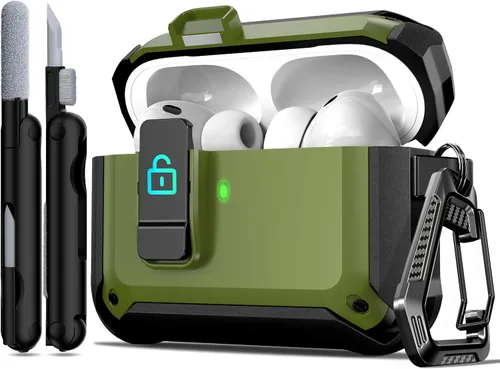 Vista 135 de R-fun Funda de carga compatible con AirPods de 2ª generación 2019, 1ª generación 2016, protección completa contra caídas, tapa desplegable