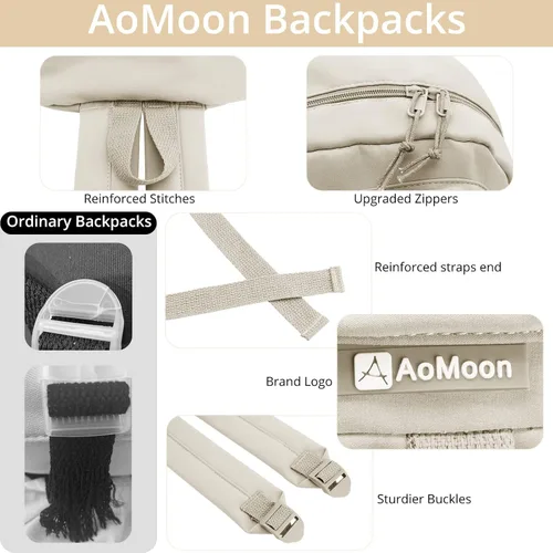 Vista 3 de AoMoon - Mochila Kawaii Linda, Mochila de Colores Pastel para Niñas y Adolescentes, Mochilas Estéticas para Estudiantes con Pin Kawaii y Accesorios