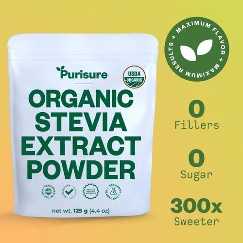 Vista 8 de Extracto de estevia orgánico en polvo, cero calorías, extracto puro de stevia concentrado edulcorante en polvo para hornear y bebidas, sin regusto