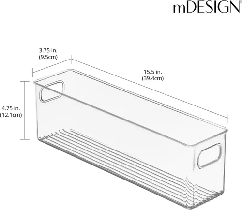 Vista 3 de mDesign Contenedores de almacenamiento de plástico para baño con asas, para armario, gabinete, tocador, organización de estantes de armario