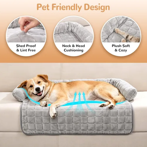 Vista 2 de YooxArmor Sofá cama de felpa para perro, lavable y extraíble para mascotas, con borde elevado y parte inferior antideslizante, protector de muebles
