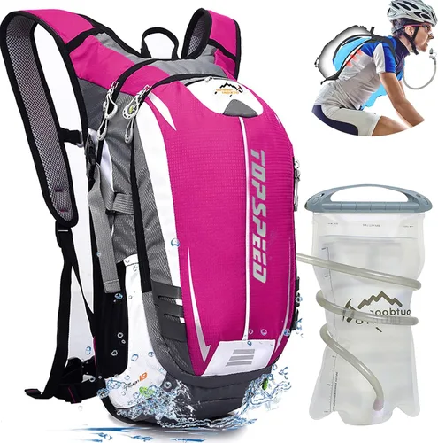Vista 8 de INOXTO Mochila de hidratación, mochila de hidratación de 18 L, mochila de agua ligera con bolsa de agua de 2 litros, mochila para senderismo