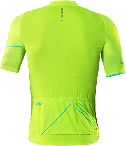 Vista 7 de Santic Camiseta de ciclismo para hombre, manga corta, camisas de ciclismo de montaña, chaqueta de bicicleta con bolsillos