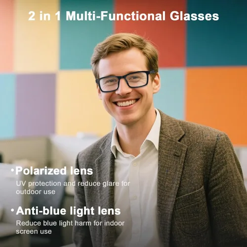 Vista 3 de Gafas Inteligentes para Hombres y Mujeres, IPX5 Impermeable & Asistente de Voz, Gafas de Audio con Lentes Polarizadas Extra & Altavoz de Oreja