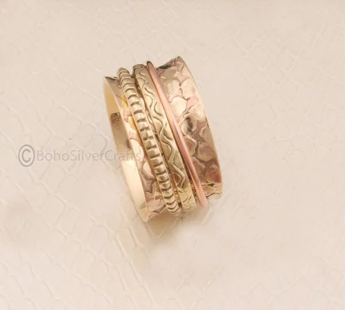 Vista 4 de Spinner Ring Women, Handmade Spinner Ring, Minimalist Spinner Ring, 925 Silver Ring, Bohemian Band Ring, Narrow Band Ring, Spinner Gold Ring, Fidget