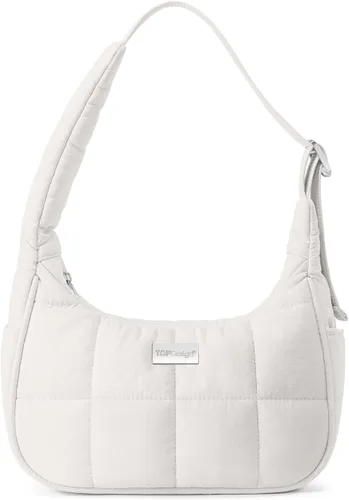 Vista 34 de TOPDesign Bolso de hombro acolchado para mujer, bolso de mano ultraligero con cremallera, correa ajustable