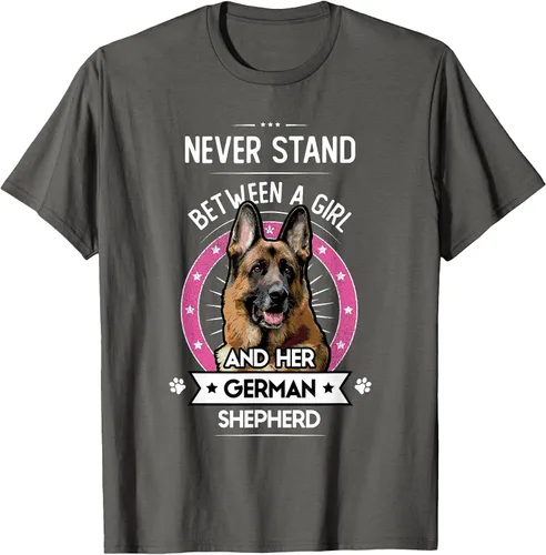 Vista 6 de Never Stand Between A Girl and Her German Shepherd T-Shirt Asphalt Grey