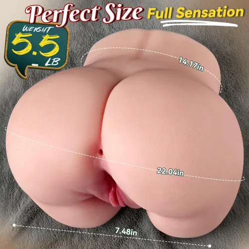 Vista 3 de Masturbador de coño y culo de 2.2 kg con trasero regordete, masturbador masculino portátil coño de bolsillo con 2 agujeros para masturbación