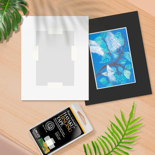 Vista 5 de Lineco Cinta de bisagra Hayaku activada por agua de 1 pulgada x 12 pies, archival, sin ácidos y fuerte, utilizada para obras de arte de bisagras