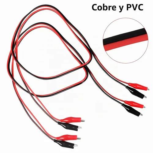 Vista 3 de 4 grupos de 1M de clips de cocodrilo eléctricos, cables de prueba aislados con clips de cocodrilo, cables de puente de doble extremo estampados