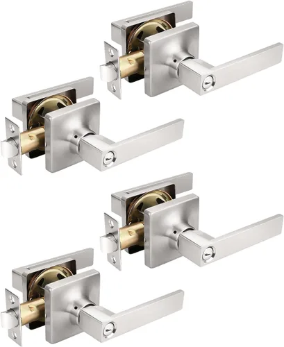 Vista 22 de Mengico Paquete de 1 cerradura de puerta, manijas de puerta negras para interiores, palanca de puerta interior izquierda o derecha, manija de puerta