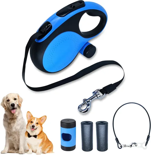 Vista 12 de Correa retráctil para perro con cable a prueba de mordeduras y linterna LED, correa resistente de 16 pies, adecuada para perros pequeños/medianos