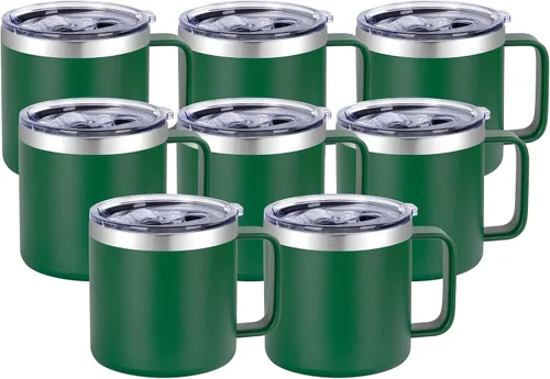 Vista 19 de VEGOND Taza de café aislada de 14 onzas con asa, taza de café de viaje de acero inoxidable con tapa, taza de café de metal al vacío de doble pared