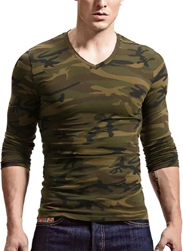 Vista 20 de XUDIAN. Camiseta de manga larga para hombre, cuello redondo