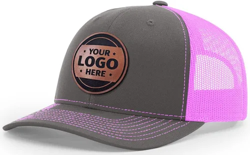 Vista 15 de Sombrero de parche de cuero de camionero personalizado grabado con láser