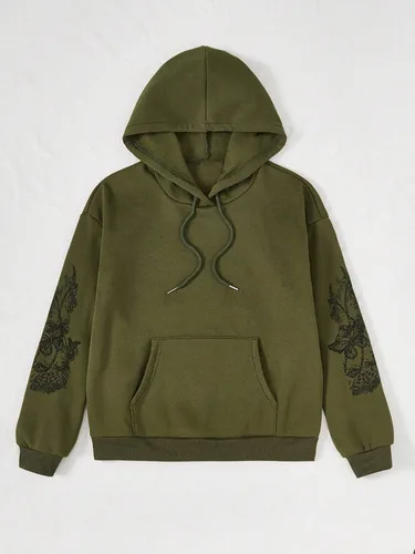 Vista 2 de SOLY HUX Sudaderas con capucha para mujer, con estampado de mariposas, manga larga, con cordón y bolsillo