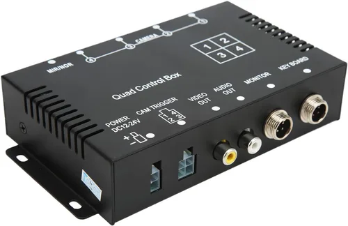 Vista 8 de Tefola Caja de control de cámara de respaldo, caja de control de divisor de video de 4 canales DC12V 24V Interruptor de imagen Control remoto