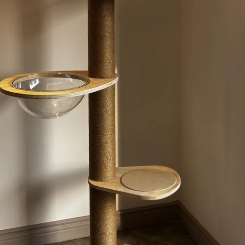 Vista 2 de Árboles para gatos de piso a techo para gatitos y gatos grandes con cuerda natural, árbol alto para gatos hasta el techo, altura ajustable de 82-112