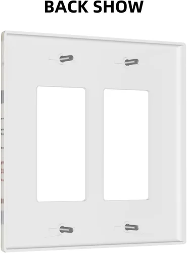 Vista 4 de Cubierta decorativa para interruptor de luz basculante doble con diseño de patas de perro, diseño de huellas de perro, placa frontal artística