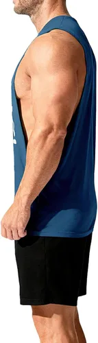 Vista 3 de Camiseta sin mangas de entrenamiento para hombre, camiseta sin mangas para gimnasio, fitness, corte de lados abiertos
