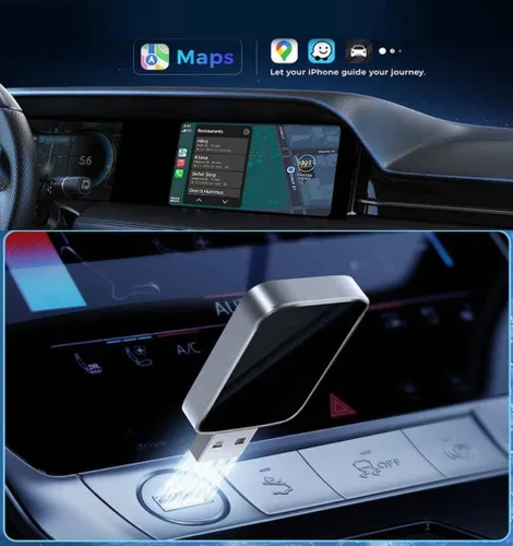 Vista 5 de Car Wireless CarPlay Adapter for BMW X3 X4 X5 X6 2017-2023 2024 2025, Plug & Play, Play Stable Connection No Latency, Converts Wired to