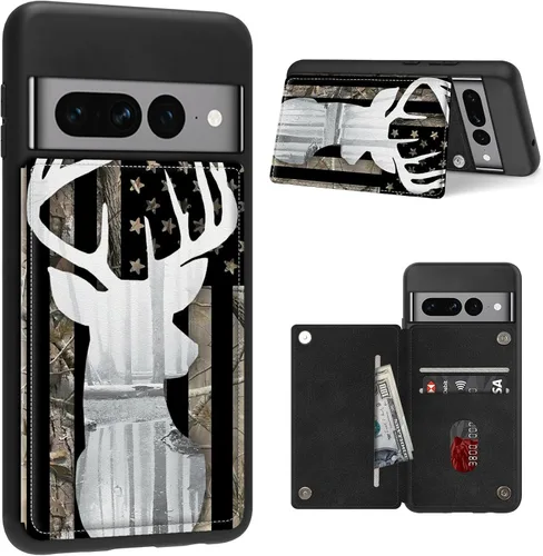 Vista 16 de Funda para Google Pixel 7 Pro con ranura para tarjetero, funda de piel sintética, doble cierre magnético y cubierta duradera de TPU a prueba