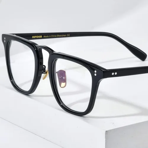 Vista 15 de HEPIDEM Marco de gafas de acetato para mujer, gafas cuadradas vintage para hombre, gafas ópticas