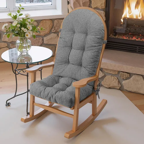 Vista 10 de Cojín de una pieza con respaldo alto para silla mecedora Gris ceniza