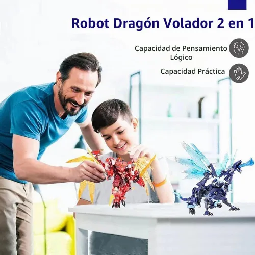 Vista 2 de Robot de dragón volador 2 en 1 que transforma juguetes (azul Freeze Devil)