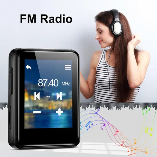 Vista 2 de Reproductor de música MP3, pantalla de 1.8 pulgadas, reproductor MP3 portátil HiFi ampliable hasta 512GB, con Bluetooth, radio FM, grabadora, foto