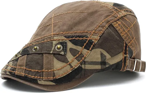 Vista 8 de M MOACC - Gorra de hombre de algodón ajustable con hebilla, boina, sombrero de periodista, gorro Cabbie Gatsby, gorras de conducción, gorras planas