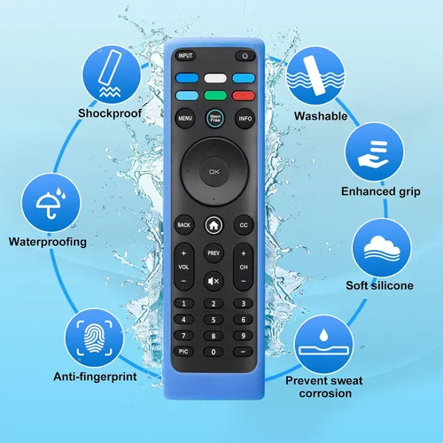 Vista 2 de Funda de silicona para mando a distancia de Vizio Smart TV XRT136/XRT140 (Azul brillante)