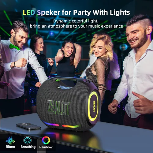 Vista 7 de ZEALOT ZE01 - Bocina portátil Bluetooth, 120W de potente sonido estéreo con graves profundos, inalámbrica, gran bocina para fiesta, compatible