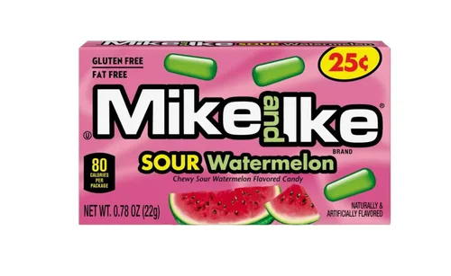 Vista 2 de Mike & Ike - Paquete variado de dulces masticables Berry Blast, Tropical, Sandía, Cereza, 0.78 onzas (paquete de 24)