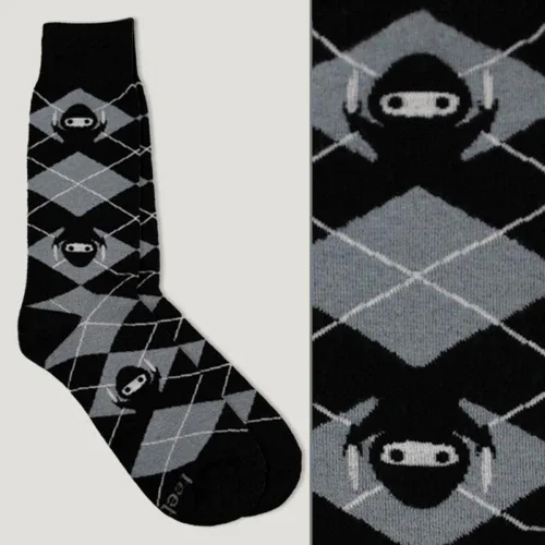 Vista 3 de TeeTurtle - Calcetines de talla única - Business Ninja - Negro y Gris, Negro