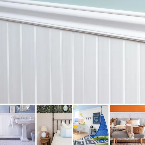 Vista 3 de Kit de molduras para paneles de revestimiento Paneles de pared decorativos fáciles de instalar, kit de tablones de PVC para paneles de pared