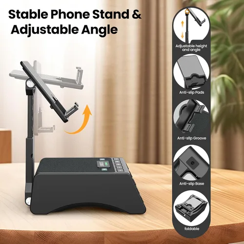 Vista 4 de JTEMAN Regalos para hombres y mujeres, soporte para teléfono celular con altavoz Bluetooth inalámbrico, accesorios de cocina ajustables Cool Tech