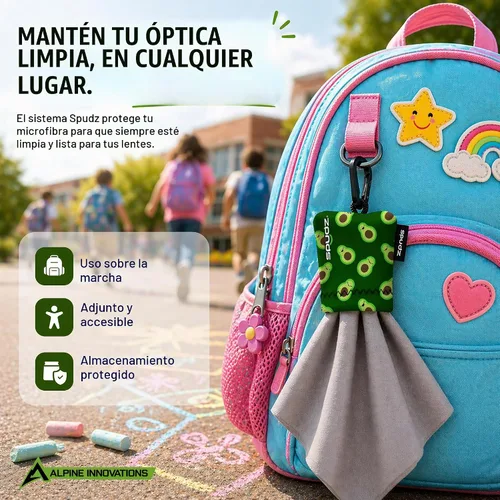 Vista 2 de SPUDZ Limpiador clásico de lentes de microfibra, bolsa con clip, lavable, para binoculares, visores, gafas, pantallas, clásico, camuflaje alpino